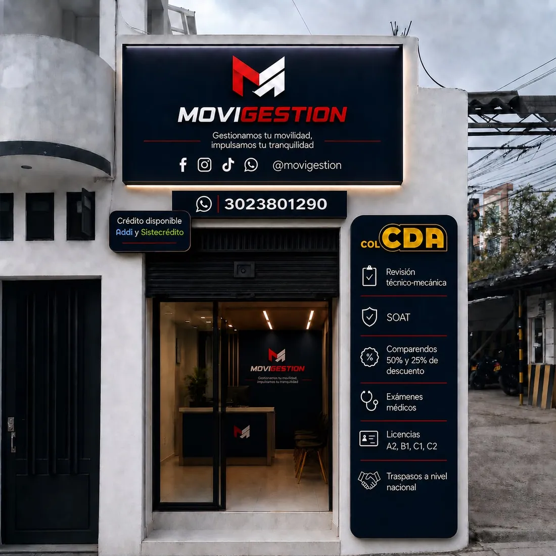 Fachada de la Sede Centro de MoviGestion en Pasto